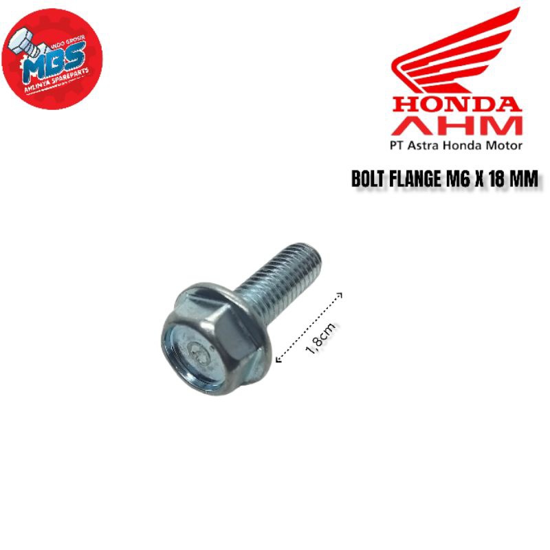 COD 95701-06018-00 | BOLT, FLANGE, 6 x18 mm BAUT 10  PANJANG 1,8 CM ORIGINAL AHM