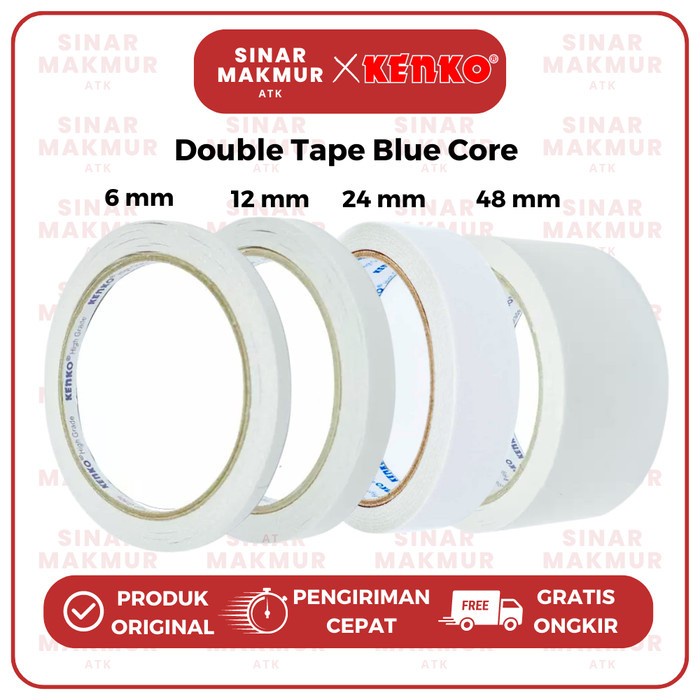 

Double Tape/Perekat Dua Sisi High Grade Blue Core Kenko (Karton) - 6 mm