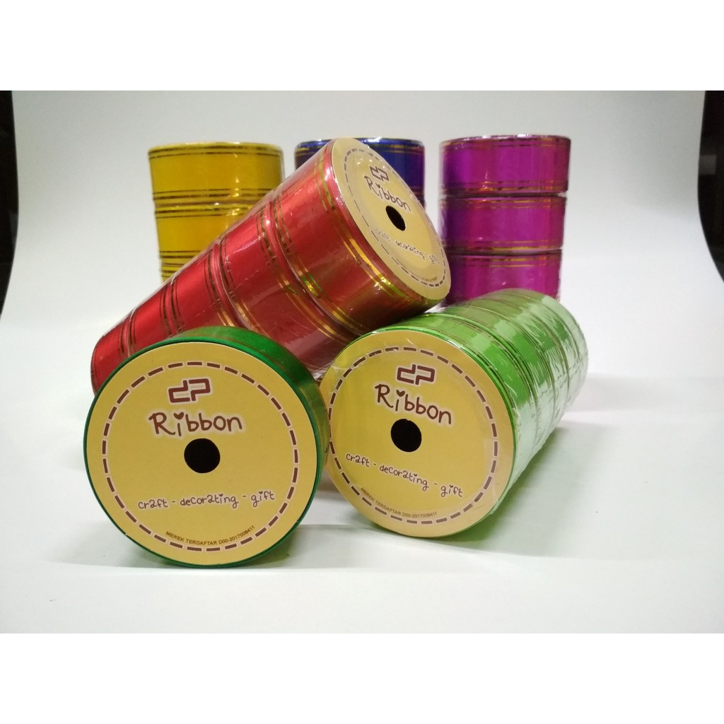 

GROSIR 5 Roll PITA KADO Besar LIS EMAS 4cm 1 Slop Pita Jepang List Mas 1.5" Gold Strip RIBBON 38mm 1 Slop5 Roll