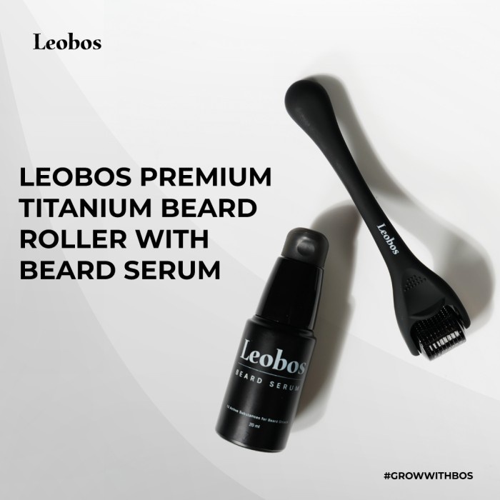 [[ BEST SELLER ]] - NEW - LEOBOS Premium Titanium Beard Roller with LEOBOS Beard Serum