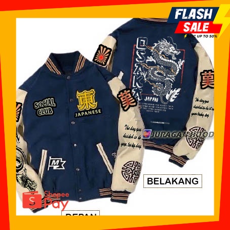 OUTFIT JKT48 | Jaket Baseball Varsity Pria & Wanita / Jaket Varsity Baseball Sukajan Jepang Naga Osa