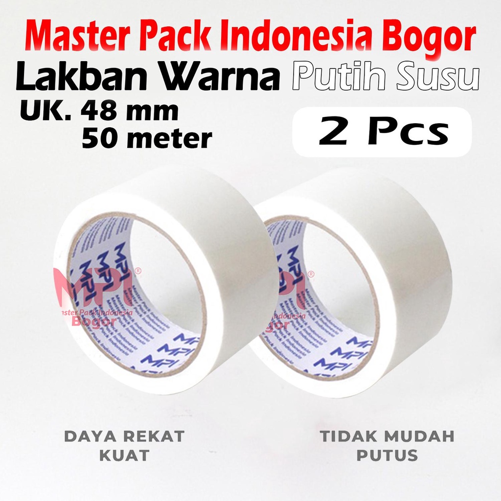 

2 PCS - Lakban MPI Warna Putih Susu 48 mm x 50 Meter - Lakban Warna Master Pack Indonesia Bogor
