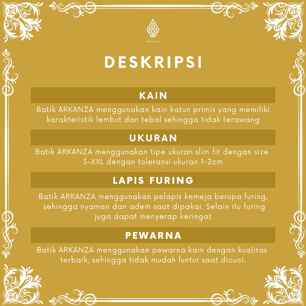 GUDANG BATIK ARKANZA Motif SRIWIJAYA  Kemeja Baju Batik Pria  Slimfit Full Lapis Furing Lengan Panjang Lengan Pendek Original Asli