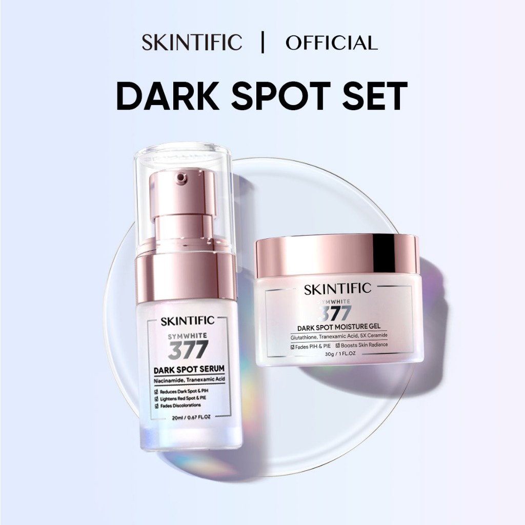 SKINTIFIC 2PCS Set Brightening & Anti Dark Spot Paket Skincare Symwhite 377 Serum + Symwhite 377 Moi