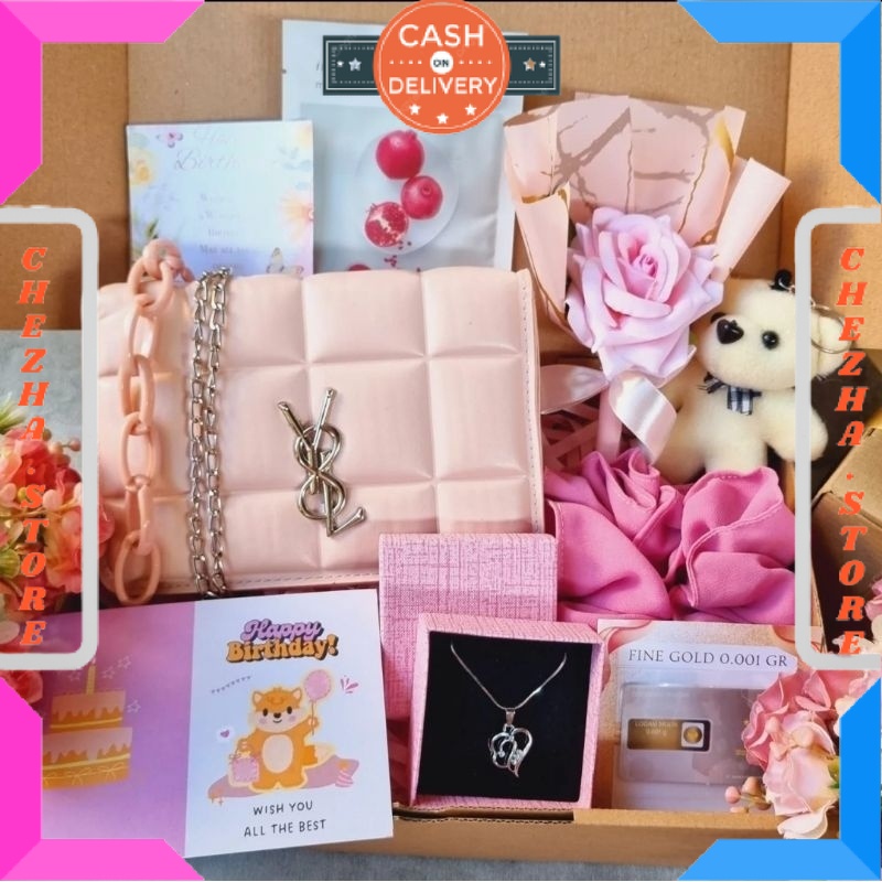 

BINGKISAN KADO ULTAH PASANGAN PACAR ISTRI MANTAN ISIAN MINI DAN BESAR / hamper Premium Tas Pink / Kado Cewek / Kado Anniversary / Hadiah Ulang Tahun Cewek Pink / BONUS GIFT CRAD UCAPAN