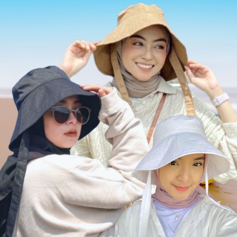 [COD] TOPI BUCKET WIDE Polos Tali Dewasa Ala Selebgram Topi Bucket Polos Premium Topi Wanita Termura