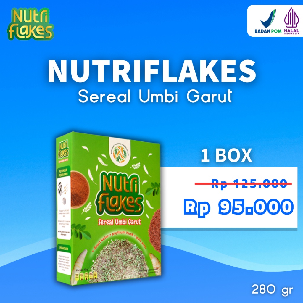 

100% ORIGINAL NUTRIFLAKES SEREAL UMBI GARUT ATASI MAAG KRONIS & ASAM LAMBUNG 280 GRAM