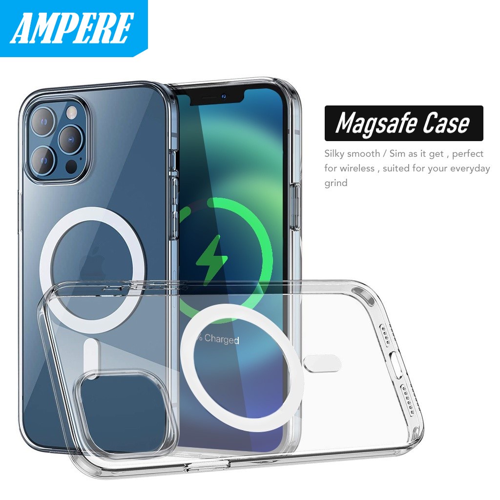 MagSafe Case iphone 11 Pro Max 12 Mini iphone 12 Pro Max Xr X Xs Max Magnetic wireless clear case acrylic anti yellow kuning