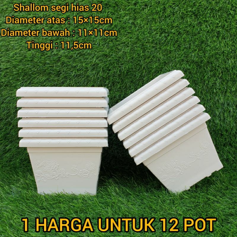(12pcs) LUSINAN SHALLOM SEGI HIAS 20 (15×15cm) : pot bunga kotak segi empat bagus cantik murah motif