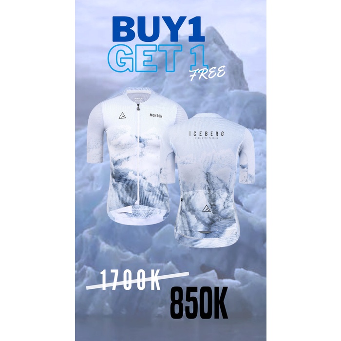 Buy 1 Get 1 Jersey Monton Urban Iceberg Man and Women Cycling Jersey  - S Pria