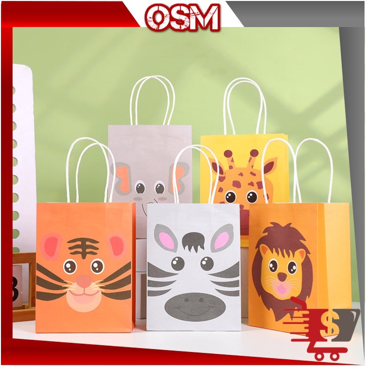 

OSM - 6049 Paper Bag Ulang Tahun / Goodie Bag Ulang Tahun / Goodie Bag Tema Animal / Paper Bag Hadiah / Paper Bag Motif Animal