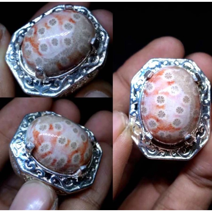 Natural Batu Akik Motif Gambar Bunga Teratai Unik Antik 17