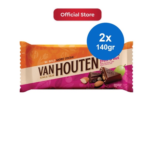 

Van Houten Dark Milk Chocolate Fruit & Nut 140 gr x 2