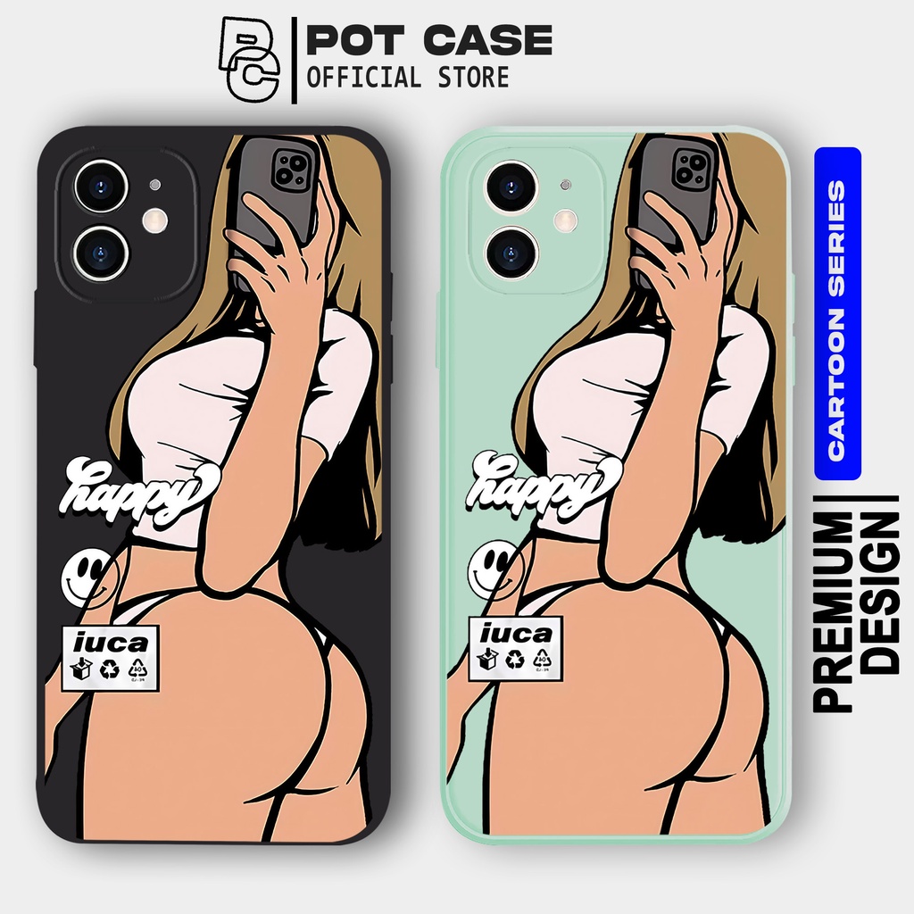 Case Happy Girl PO364 Oppo A5S A74 A57 A16 A16K A76 A17 A12 A3S A17K A53 RENO 5 F1S F11 Softcase Sil