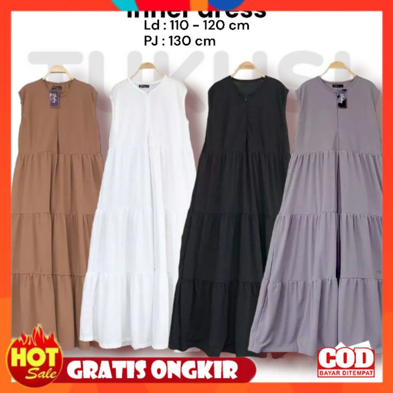 KAIN ADEM HALUS TEBAL / Inner Dress Rempel Susun Bahan Rayon Premium Jumbo Basic Busui Tanpa lengan 