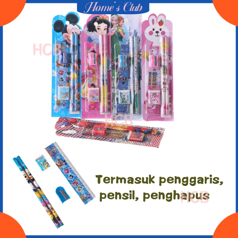 

HCB Paket Alat Tulis 5In1 / Paket Alat Tulis / Set Alat Tulis Sekolah 5 In 1 Karakter Lucu / Mini Stationery Set / Paket Alat Tulis Karakter