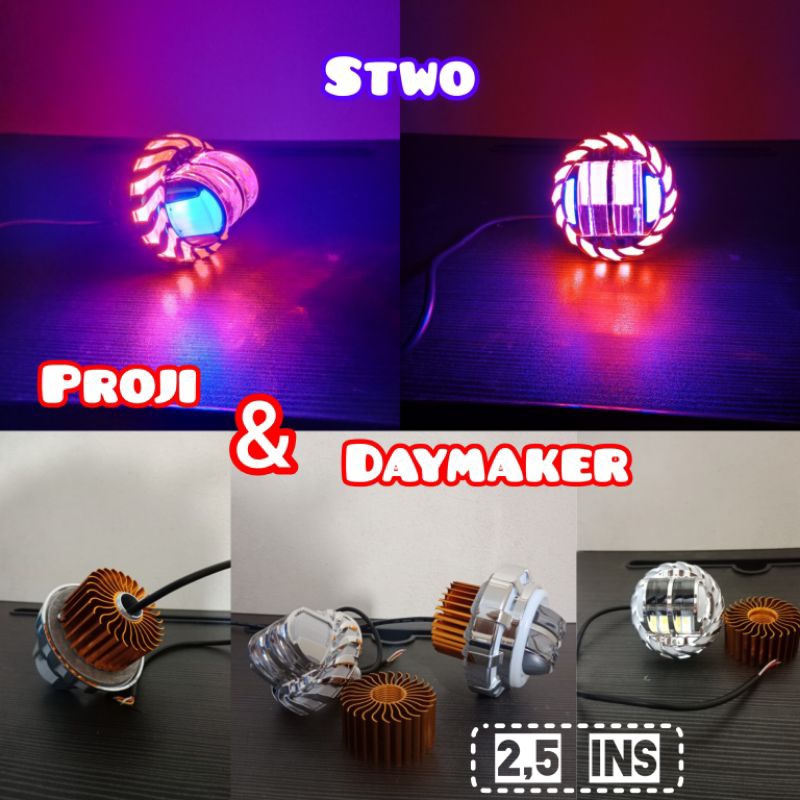 Lampu Tembak Lampu utama PROJIE DAYMAKER mini alumunium 2,5 inch jauh dekat