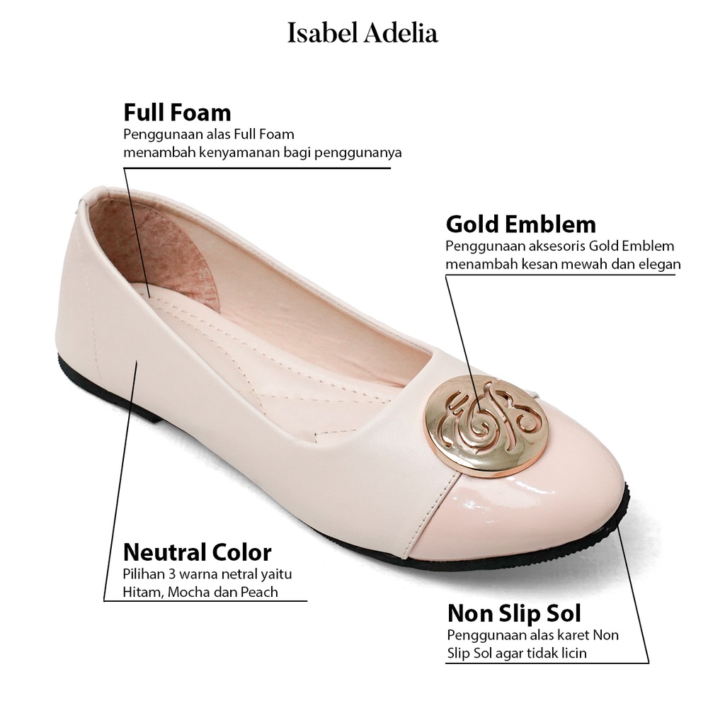 Isabel Adelia Sepatu NEOMA Flatshoes Wanita Hitam Cream Mocha