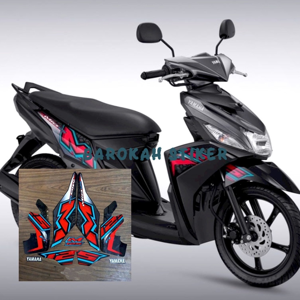 Striping stiker polet motor yamaha Mio m3 125 mio125 2022 2023 hitam full list stiker motor standar