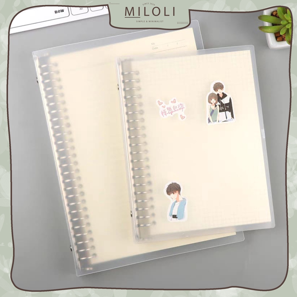 

[MILOLI] 26 RING BINDER DOVE B5 Transparant Cover Binder Matte Notebook Aesthetic - E0055