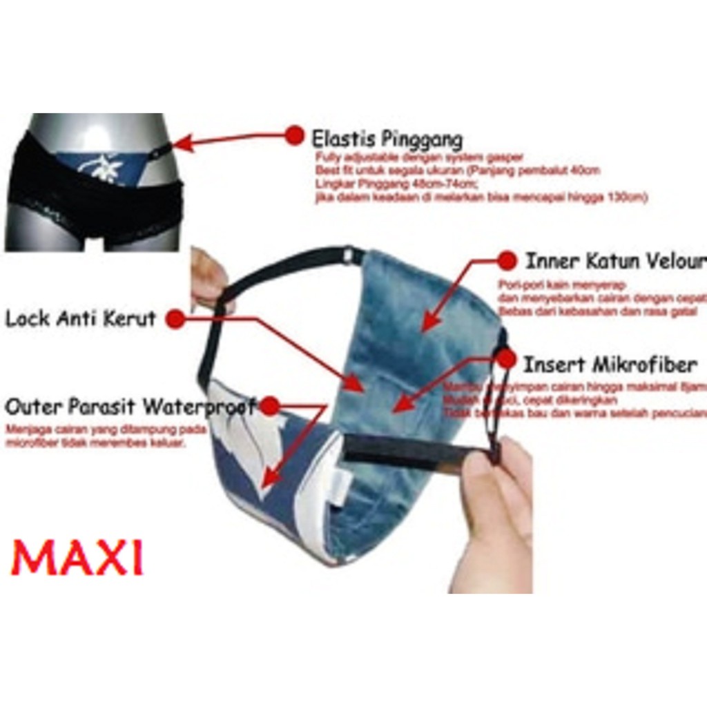 Anannda Menstrual Pad Menspad MAXI 52cm Pembalut Kain Cuci Ulang JB