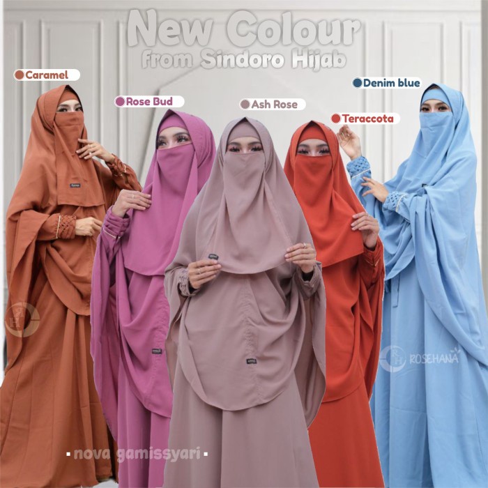 best -Gamis Syari terbaru set khimar dan set cadar Syar'i ukuran jumbo hitam - grey, anak
