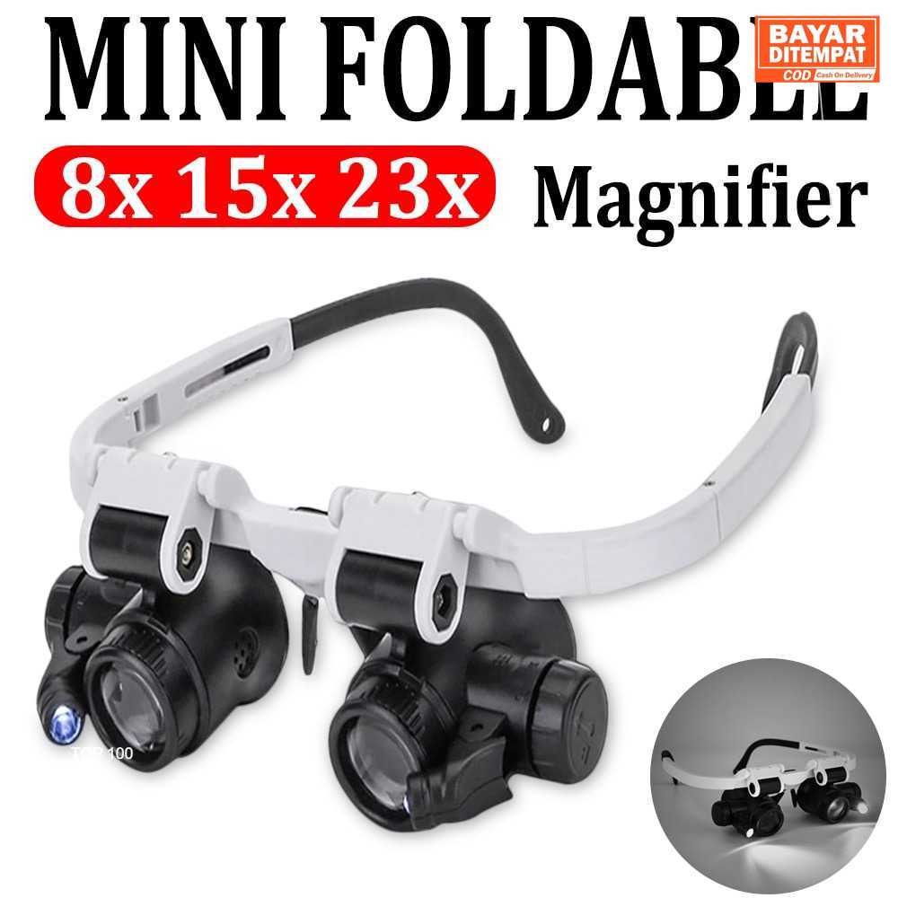 ( ORI ) HKFZ Kacamata Pembesar Watch Repair 23x Magnifier dengan 2 LED - 9892H