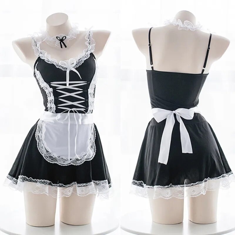 PREORDER Japanese Maid Uniform Sexy Lingerie Cosplay French Apron Maid Servant Lolita Sexy Costume B