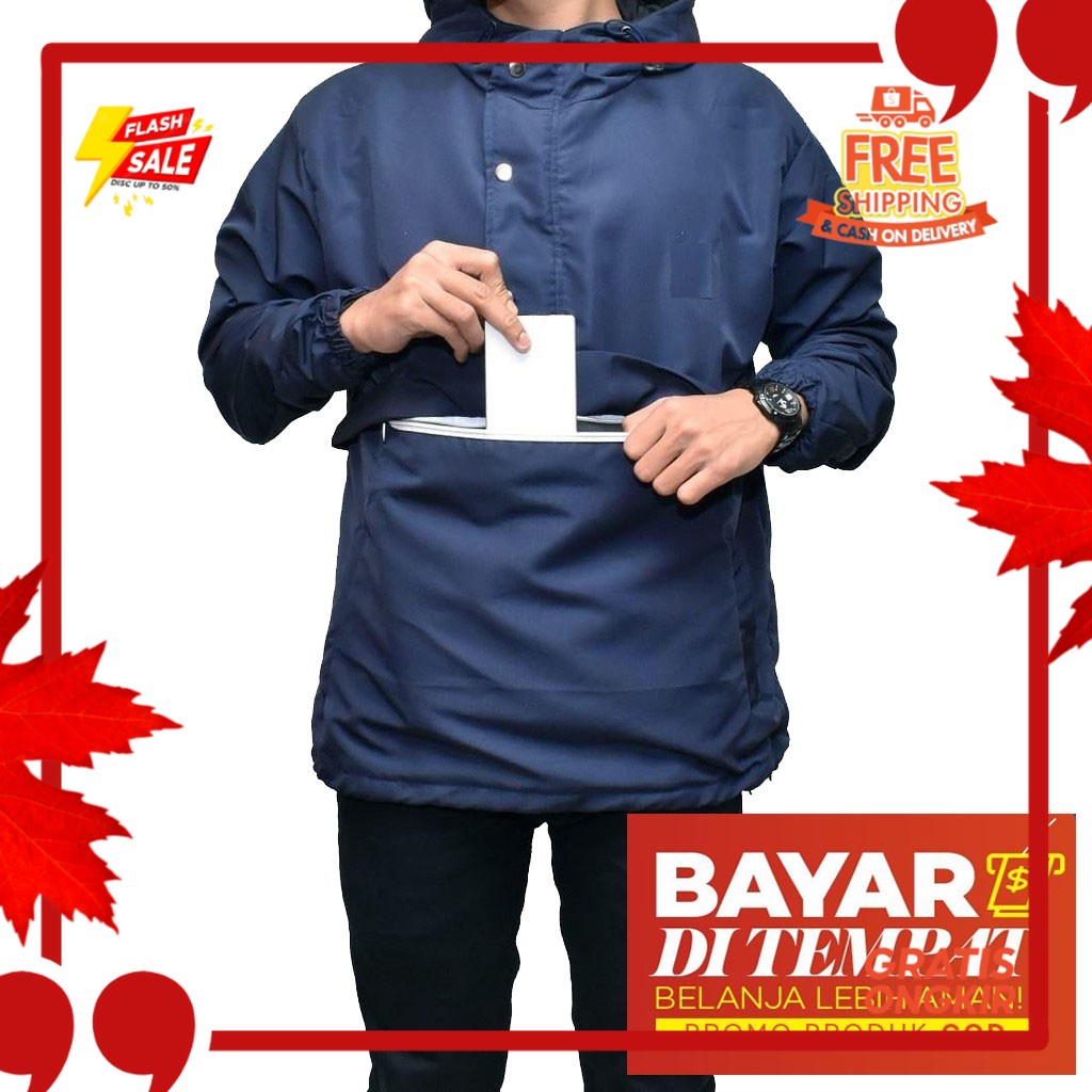 OUTFIT JKT48 TERBARU NEW ERA //Jaket Cagoule Pria Parasut Kantong Doraemon Original Polos