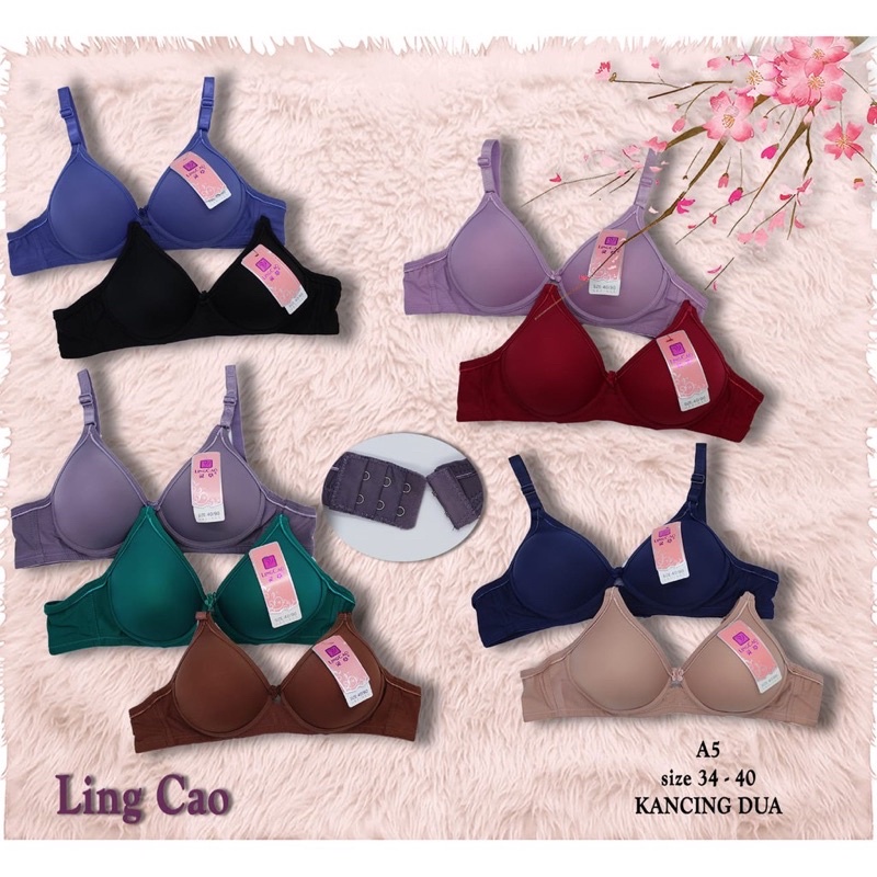 3 PCS | LINGCAO | Bra Bh Lingcao A5 Original BISA PILIH WARNA 34 - 36 - 38 - 40 Asli Tanpa Kawat Lin
