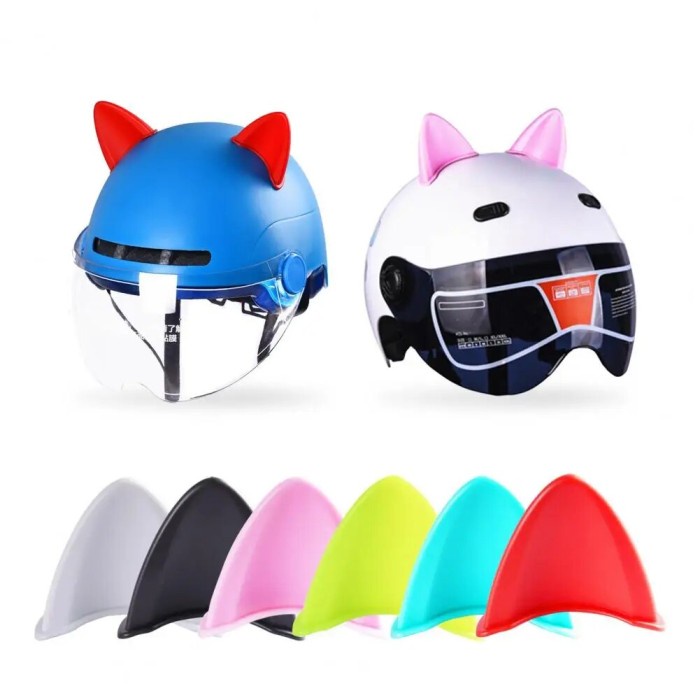 Aksesoris Telinga Kuping Kucing Dekorasi Helm Sepeda Motor Cat Ear 2Pc