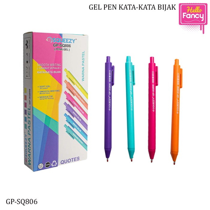 

Pulpen Gel Tekan Warna | Gel Pen Click Colour SQ 0.5mm SQ806 (1Pck)