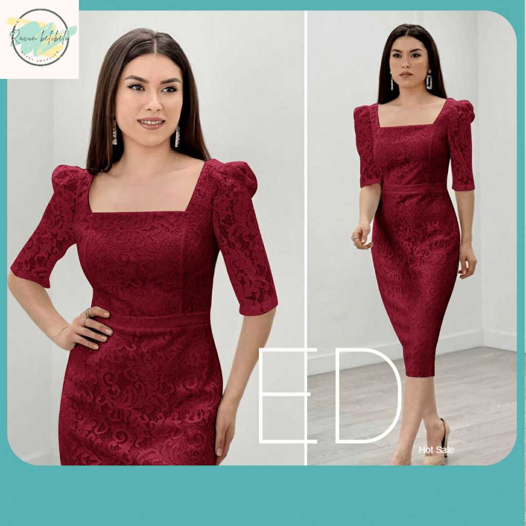 Dress Terkini Wanita / Dress Melvina Brukat Dress Meiko Brukat Dress Natal Terbaru Baju Brukat Murah