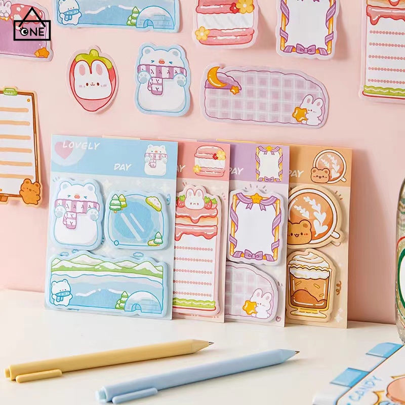 

COD❤️Kombinasi kreatif kartun nada lengket stiker Kertas memo berbentuk khusus Stiker n-nimes lucu