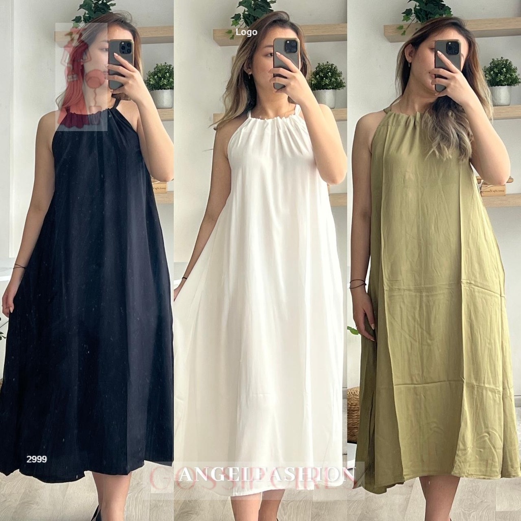 GossipGirls - Sleeveless Dress Tanpa Lengan Wanita Rayon Long Dress Pantai Wanita