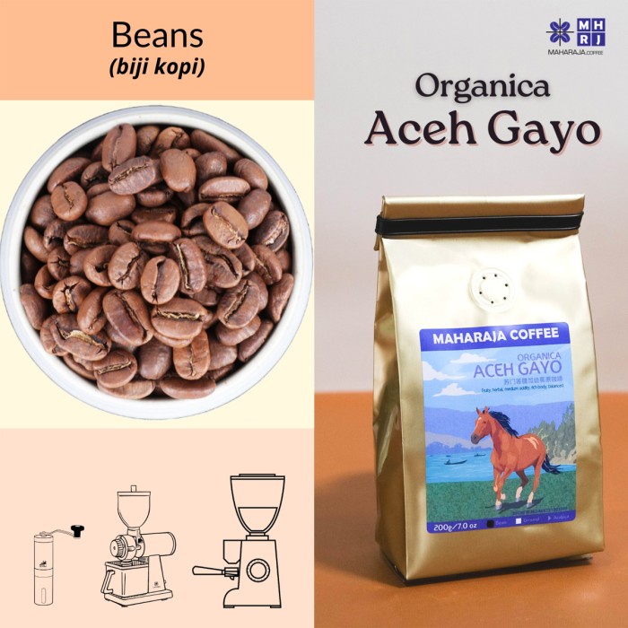 

Kopi Gayo Organica Aceh 200g sangrai Arabika Maharaja - biji-beans