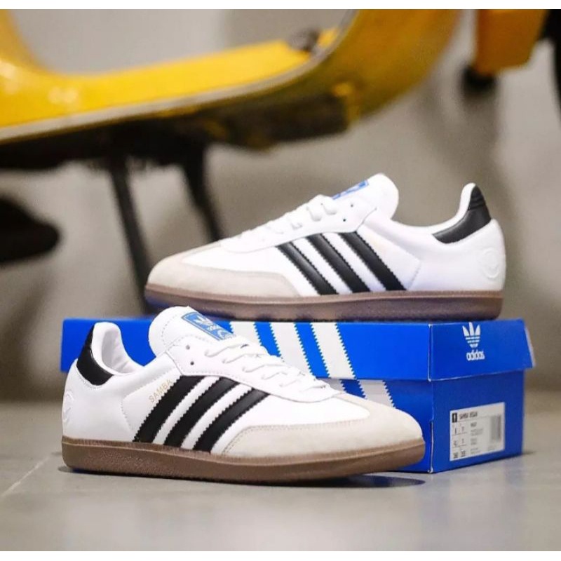 PROMO AKHIR TAHUN (COD) SNEAKER PRIA ADIDAS SAMBA PUTIH LIST HITAM - SEPATU ADIDAS ORIGINAL PRIA 100