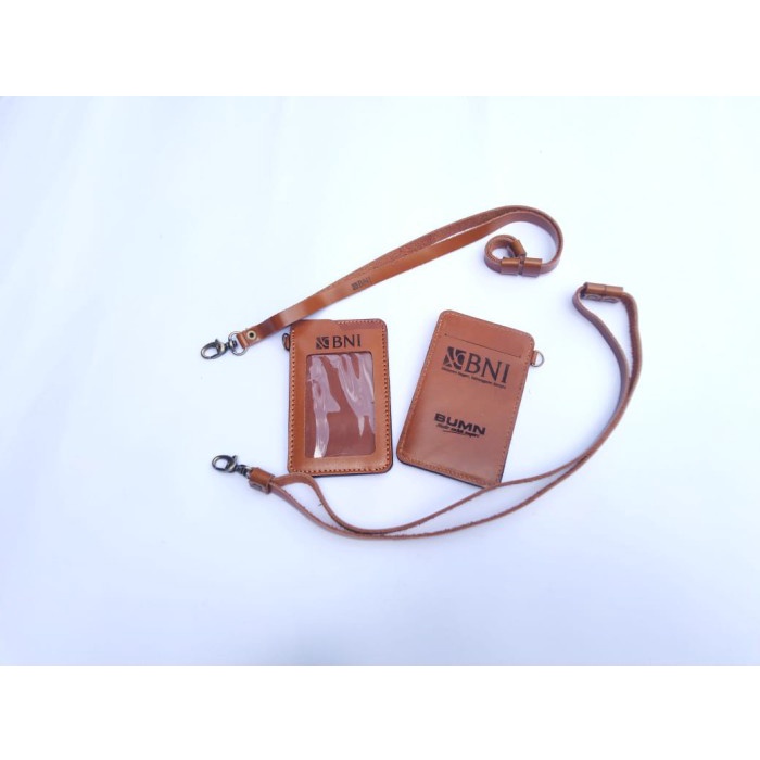 

JQ51 Name Tag Id Card Holder Logo BNI Kulit Asli Free Lanyard