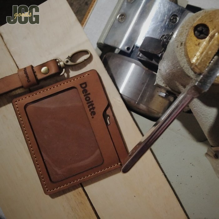 

ID card holder kulit landscape horizontal costum nama & logo instansi