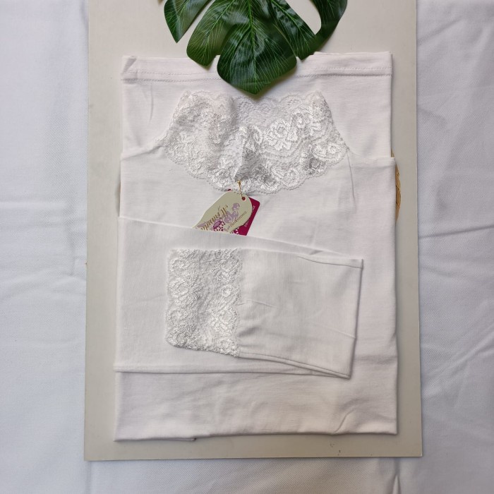 Baju Manset Renda Lengan Panjang Bahan Kaos Rayon   - Coklat Kulit, XL
