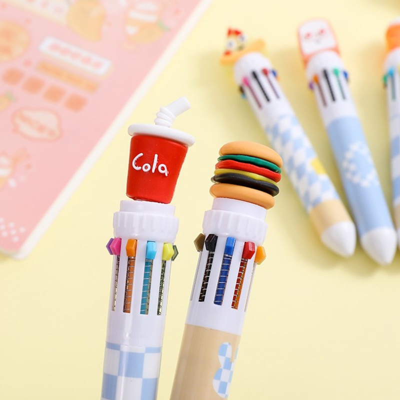 

Pena Bolpoin 10 Warna ，Pena Siswa ，Alat Tulis， Kantor Beruang Lucu-LOY