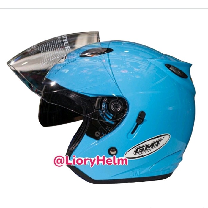 [ORI] helm centro double visor termurah gmt green army doff - salem blue, M