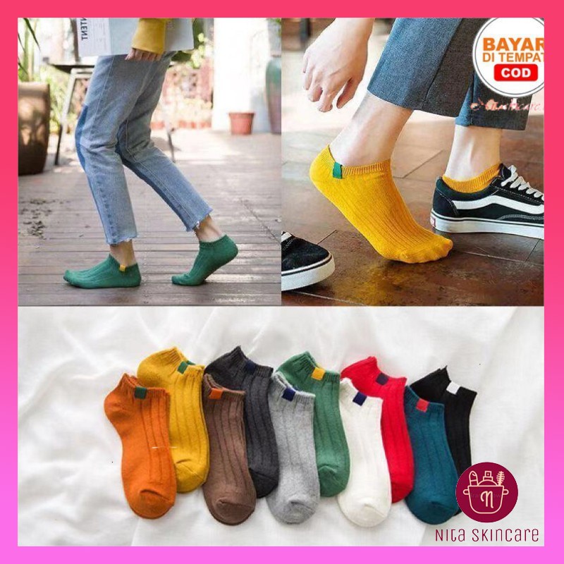 Kaos Kaki Ankle Murah Semata Kaki Motif Garis Fashion Pria Wanita Kaos Kaki Motif garis Wanita