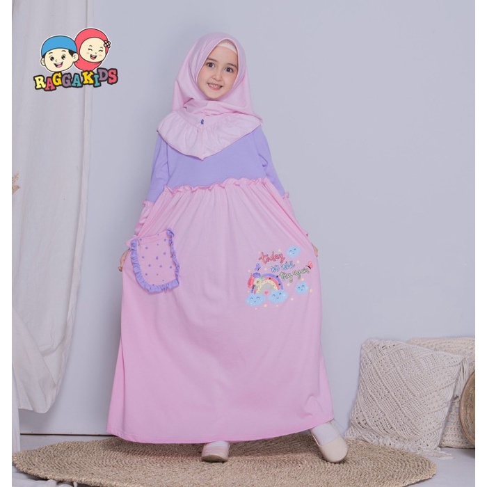 Gamis Kaos anak perempuan RG53 Raggakids Baju Muslim usia 1-13 tahun - S, GAMIS SAJA