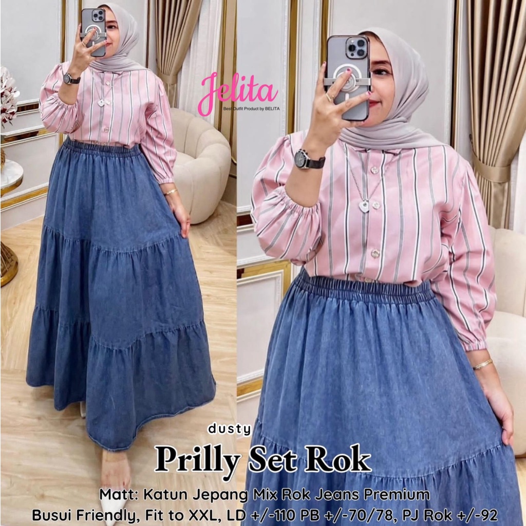 Setelan wanita jumbo Prilly/ setelan rok wanita jumbo/ setelan wanita casual/baju kerja wanita/baju 
