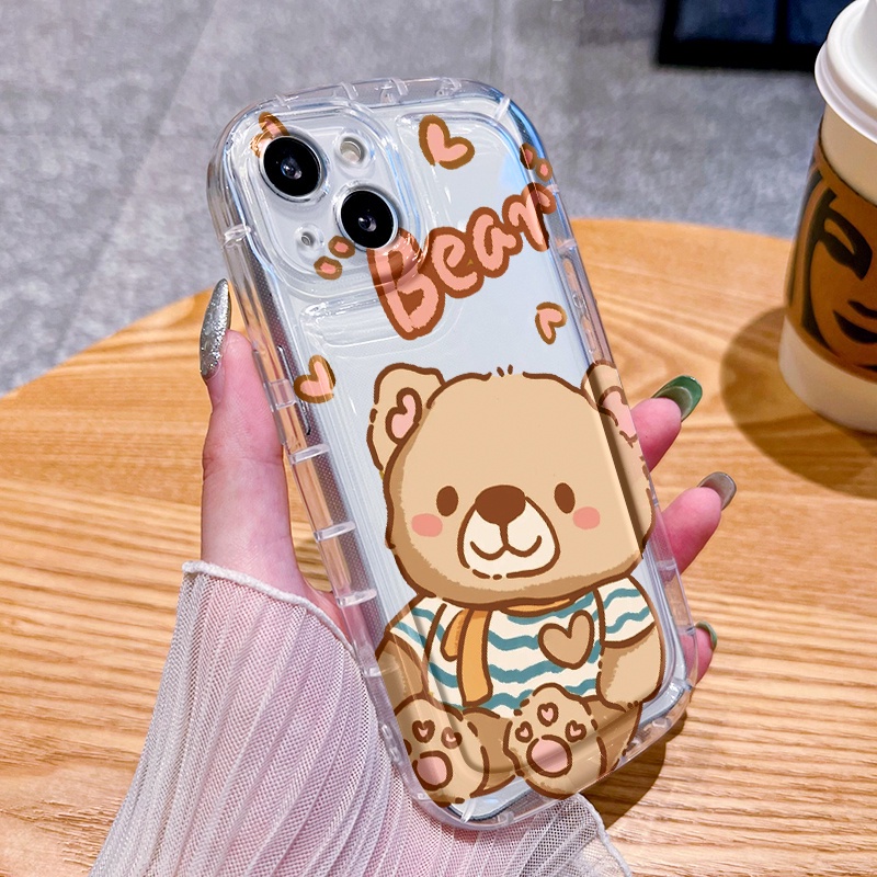 Soft Shockproof Cute Teddy Bear Phone Case Suitable For VIVO Y15S Y15A Y16 Y17 Y15 Y12 Y19 Y5S Y20 Y