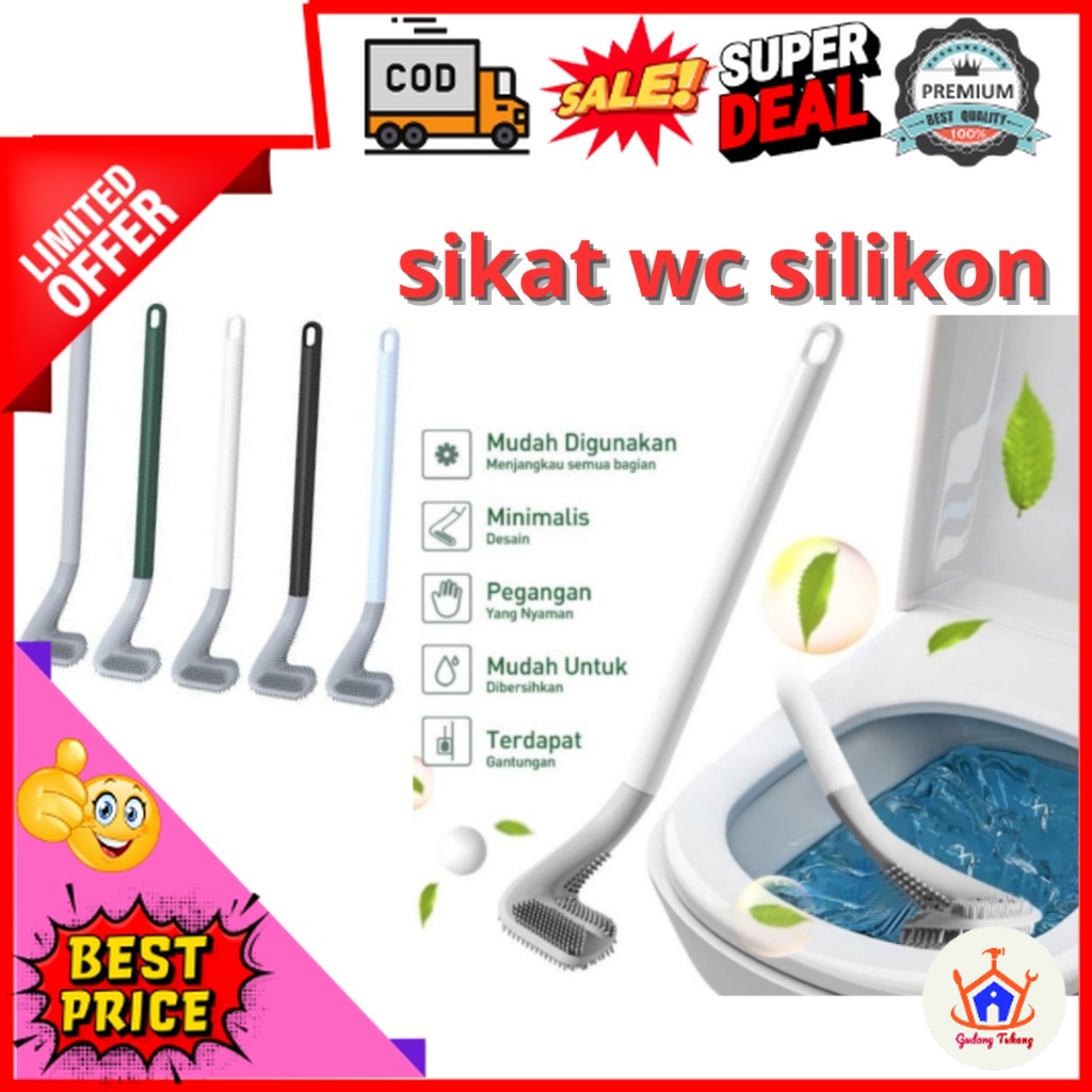 Gudang Tukang Sikat Wc Toilet Silikon Golf Kloset Closet Wc Duduk Jongkok Gagang Panjang / Brush Toi