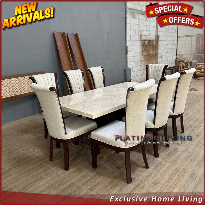 Meja Makan Marmer Meja Makan Marmer Cream Meja Makan Rangka Jati Asli Furniture Jepara