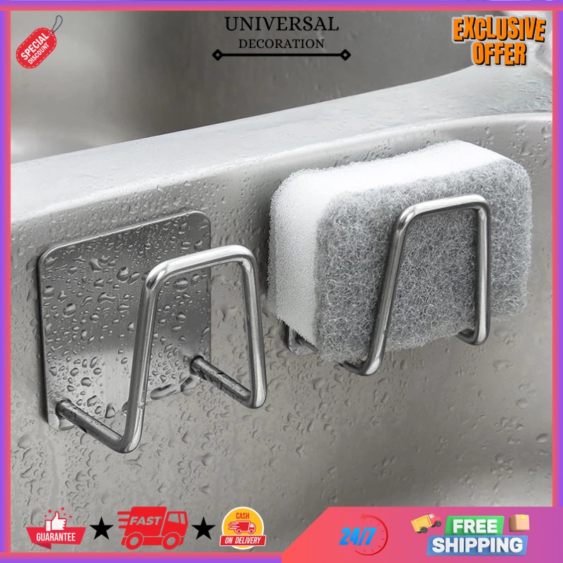 UD -  GANTUNGAN TEMPEL DINDING STAINLESS STEEL / TEMPAT SPON CUCI PIRING RAK DAPUR ORGANIZER SERBAGU