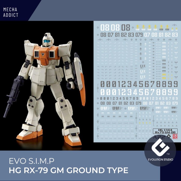 Water Slide Decal HG GM Ground Type by EVO SIMP - Fluorescent